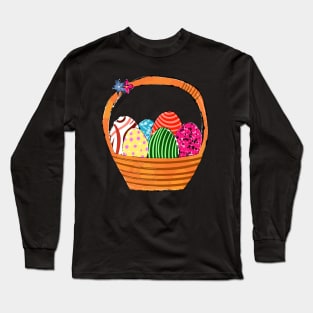 Acrylic Painting Easter Basket Long Sleeve T-Shirt